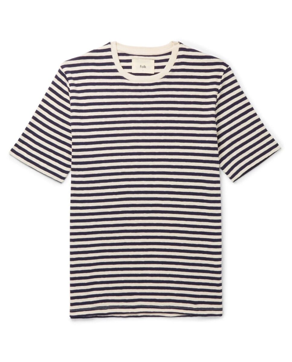 Folk Striped Slub Cotton-Jersey T-Shirt